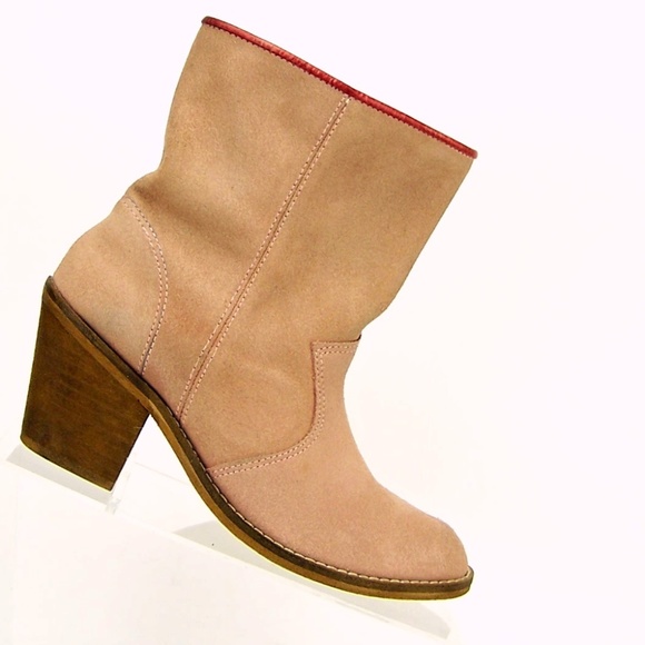 pink suede ankle boots